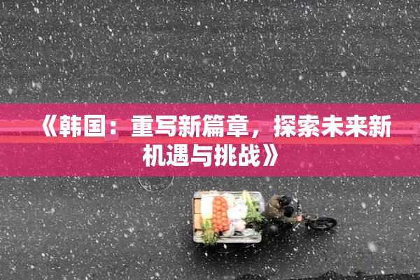 《韩国：重写新篇章，探索未来新机遇与挑战》