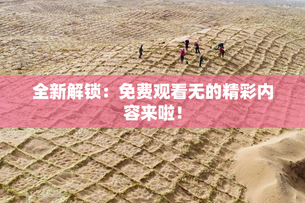 全新解锁：免费观看无的精彩内容来啦！