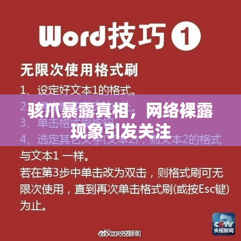 骇爪暴露真相，网络裸露现象引发关注