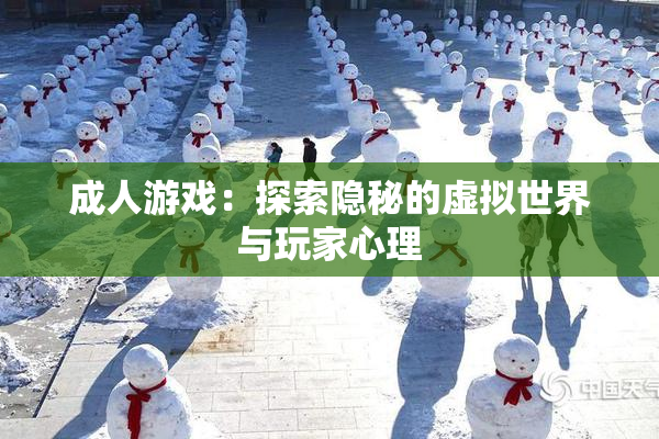 成人游戏：探索隐秘的虚拟世界与玩家心理