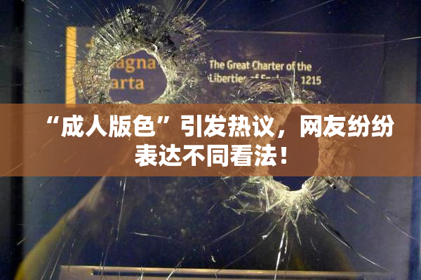 “成人版色”引发热议，网友纷纷表达不同看法！