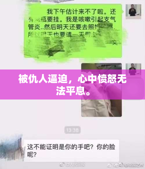 被仇人逼迫，心中愤怒无法平息。