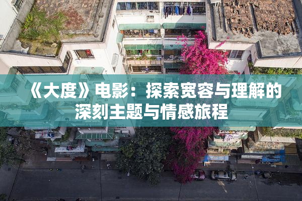 《大度》电影：探索宽容与理解的深刻主题与情感旅程