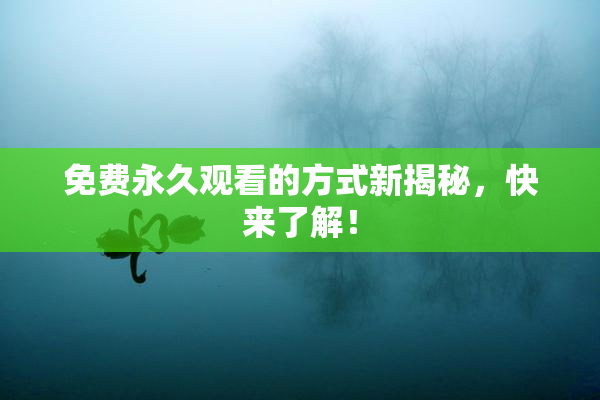 免费永久观看的方式新揭秘，快来了解！