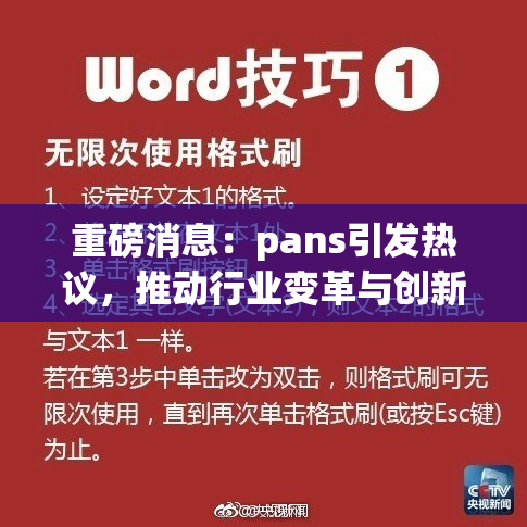 重磅消息：pans引发热议，推动行业变革与创新发展