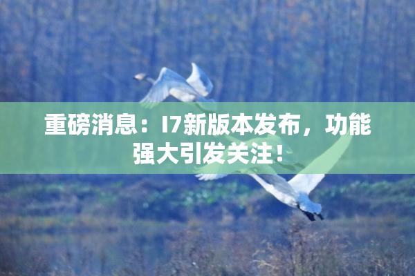 重磅消息：I7新版本发布，功能强大引发关注！