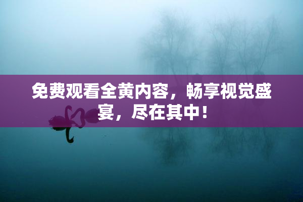 免费观看全黄内容，畅享视觉盛宴，尽在其中！